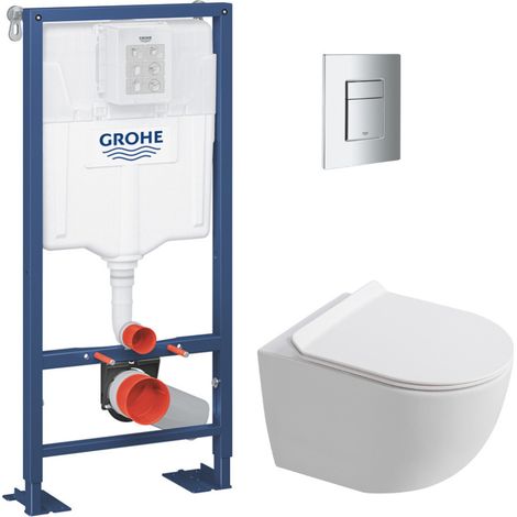 Solido pack WC bâti autoportant + WC suspendu sans bride Ceramia PixL avec abattant SoftClose + plaque (GRCEPXWMT02FR-FS) (1/5)