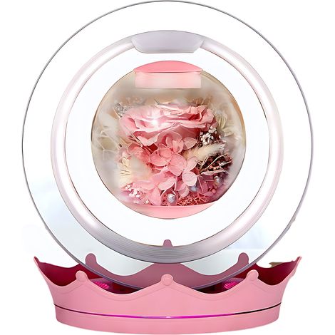 Lampe Lévitation Rose Stabilisée avec Haut-parleur Bluetooth, Base Couronne LED Rotative, Décoration Intérieure Élégante Cadeau (1/3)