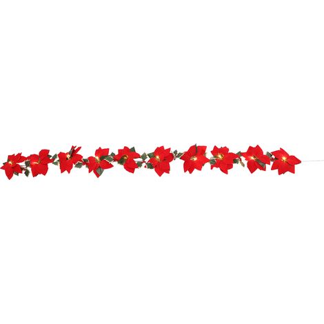 Guirlande lumineuse LED, guirlande lumineuse à fleurs rouges en velours, guirlande lumineuse en forme de couronne, décorations extérieures, étanche, boîtier à piles, décorations de jardin, en tissu, m (1/3)