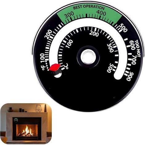 Termómetro para estufa de leña y chimenea,Aleación de aluminio,Rango de medición de temperatura de 100 °C a 500 °C,Duradero y fácil de leer (1/5)