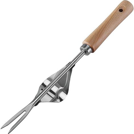 Désherbeur de jardin en acier inoxydable avec manche en bois, outil de traction manuel (1/5)
