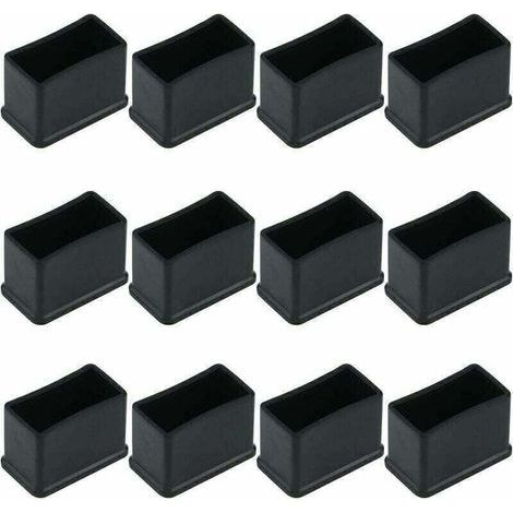 Lot de 12 embouts de protection rectangulaires en feutre de caoutchouc pour pieds de table ou de chaise - Noir, 15 x 30 mm. (1/4)