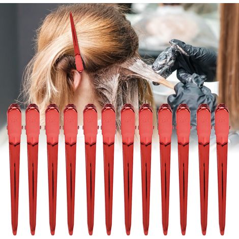 12 pinces à cheveux bec de canard pour salon de coiffure et barbier - Lot de 12 pinces professionnelles (1/5)