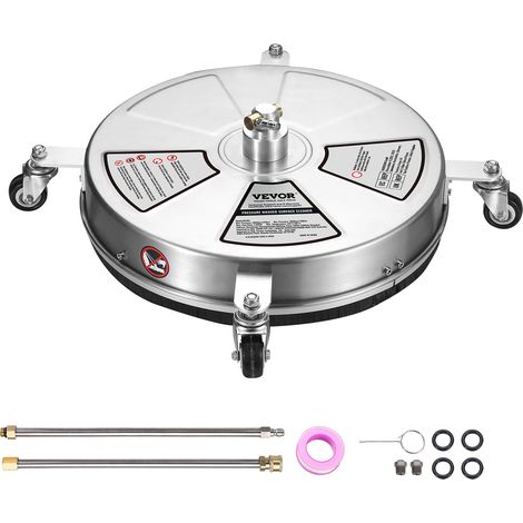 VEVOR 18" Pressure Washer Surface Cleaner w/ Wheels, Stainless Steel Concrete Cleaner 4000 Max PSI , 1/4" Quick-Connect Connector w/ 2 Extension Wand, Heavy Duty Power Washer For Floor Driveway, Patio (1/5)