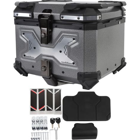 Boîtier supérieur de moto 45L avec serrure de sécurité, coffre étanche en alliage d'aluminium à dégagement rapide pour bagages de casque (1/5)
