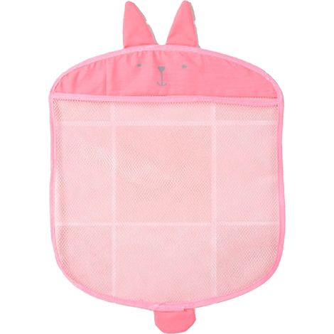 Filet de rangement mural pour salle de bain à drainage rapide, poche à jouets cartoon avec ventouse pour serviettes et produits de toilette rose (1/5)