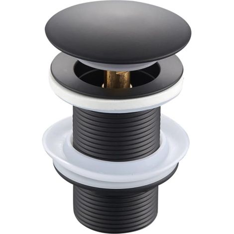 Desagüe emergente universal negro para fregadero, tapón de desagüe sin rebosadero, tapón universal sin rebosadero para fregadero y lavabo