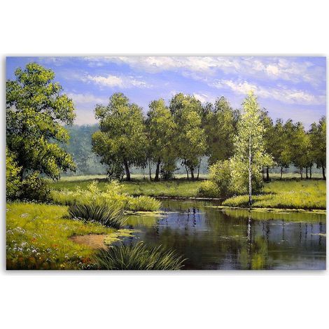 Tableau paysage verdoyant au bord de l’eau (1/5)
