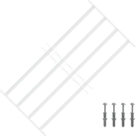 Garde-corps de fenêtre, avec 4 barres horizontales, 3 pièces au total.