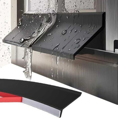 Noir,Coupe pluie extérieur en caoutchouc pour porte Déflecteur de pluie autocollant Résistant aux intempéries Pour rebord de fenêtre coulissante et seuil (1/5)