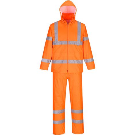 Traje de agua de alta visibilidad Packaway impermeable de poliéster y PVC flúor H448 XXXL Naranja