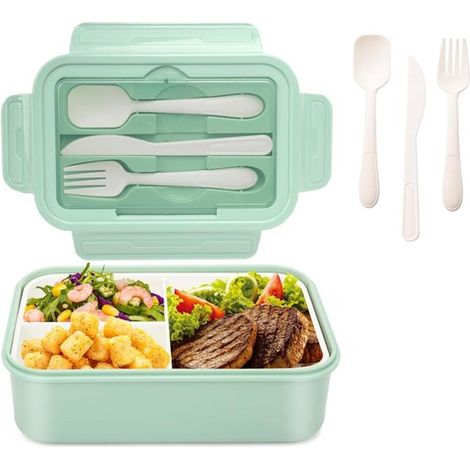 Fiambrera, Fiambrera Bento, Fiambreras, Caja para sándwiches, Contenedor para guardar pan, Fiambrera infantil, Irrompible, Azul (1/5)