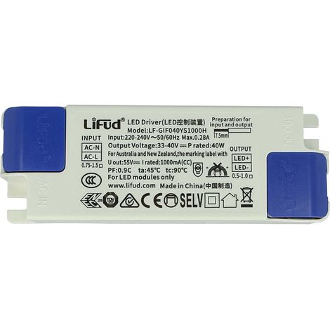Led Driver CC 1000mA 33V-40VDC 40W Alimentatore Corrente Costante 1000mA Per Pannello Led 60X60cm
