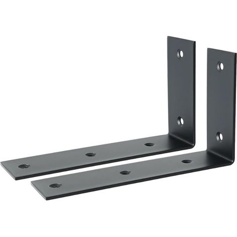 Equerre Etagere Murale Noire, Support Étagère Murale Charge Lourde Industrielle en Acier Inoxydable, Support Angle Brace en L pour Planche, 175 x 105 x 45mm, 2 Pcs (1/5)