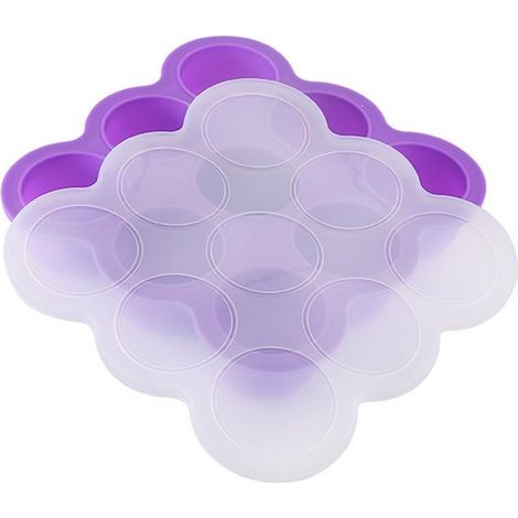 Recipiente para almacenar comida congelada para bebés,Material de silicona,Con tapa hermética y 9 compartimentos separados,9 x 70 ml (1/5)