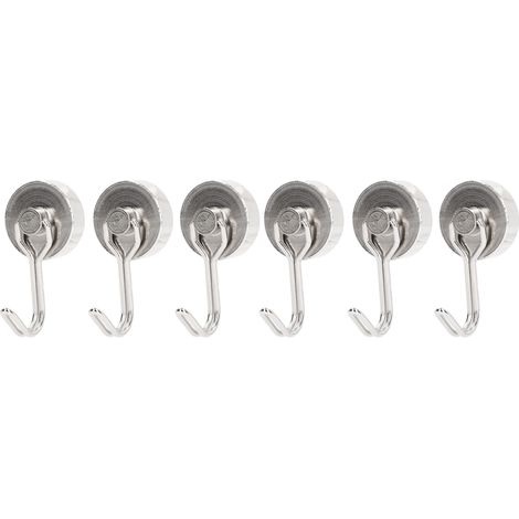 Set mit 6 dekorativen, um 180° drehbaren Magnethaken, kein Bohren erforderlich, Tragkraft 0–15 kg, Nickel-Farbe, einfache und sichere Montage (1/5)
