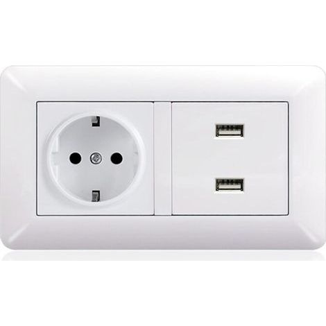 Bardusch-Prise USB Secteur Multiple, Chargeur USB Multiprises avec 1 Sortie AC, 3 Ports USB, Prise Murale Electrique Compatible avec iPhone/iPad, Idéal pour Chambre Bureau Domicile(blanc, arc) (1/2)