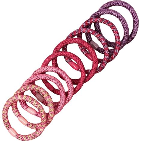 Lot de 10 élastiques cheveux pour femmes, attaches cheveux colorées, élastiques tressés pour femmes et filles, adaptés aux cheveux épais et fins (Série Rose et Violet) (1/5)