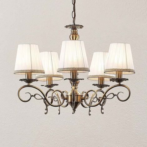 [GEBRAUCHT] B-Ware Lindby Kronleuchter Finnick 5-flammig LED Hängelampe dimmbar altmessing Ø 60 cm (1/2)