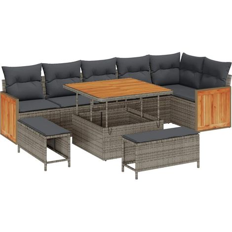 Garden Sofa Set 11 pcs 9-Seater Grey Poly Rattan vidaXL (1/5)