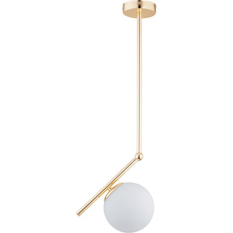 Suspension minimaliste laiton boule verre blanc E14 10W (1/2)