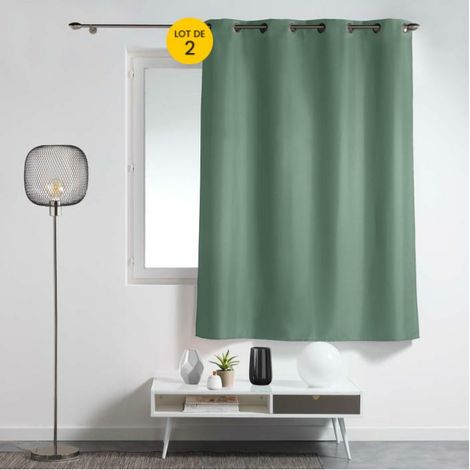 Lot de 2 rideaux à œillets petite hauteur 140 x 180 cm – Uni Epure – Cèdre
