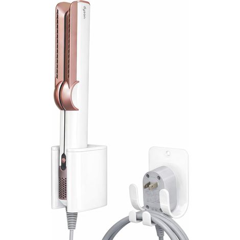 Support pour fer à lisser, support pour sèche-cheveux, sans perçage, pour mur, sans perçage, compatible avec support Airstrait en aluminium, blanc CHOCHOYAH (1/5)