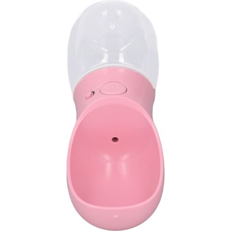 350-ml-Trinkflasche aus Kunststoff, tragbarer Wasserspender für Welpen, Hunde und Katzen, ideal für Reisen und Outdoor-Aktivitäten, rosa (1/5)