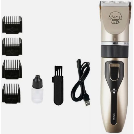 Tondeuse Pour Animaux - Lame En Céramique - Batterie Rechargeable USB - Faible Niveau Sonore 58 dB - Pour Chiens Et Chats - Lot Complet Avec Accessoires × 4 (1/5)