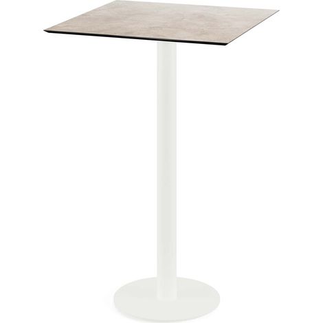 Urban mange-debout avec piètement blanc + plateau HPL noir 70x70 cm - Veba