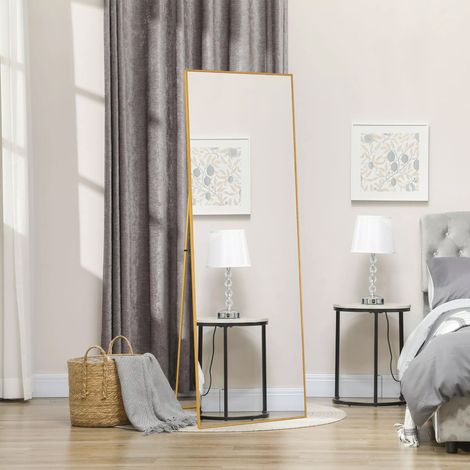 Specchio da terra rettangolare - 177x77 cm - Design moderno e salvaspazio - Ideale per camera da letto e soggiorno - Oro (1/4)