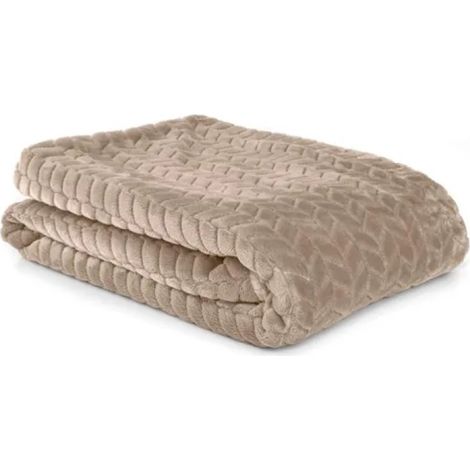 Chevron-Plaid aus taupefarbenem Polyester, L. 130 x B. 170 cm Centrale Brico