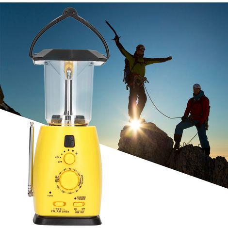 Multifunktionale Campinglampe mit handbetriebenem Solarradio, Notfall-Campinglampe mit USB-Ladegerät (1/5)