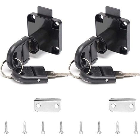 Black Aluminum Alloy Office Drawer Locks with 4 Keys, Cylinder Lock for Office Furniture, Mailbox, Drawer, Cabinet, 1622mm (1/5)