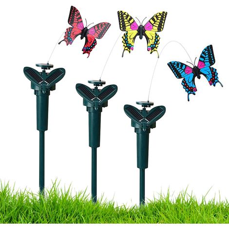 adornos solares flotantes para jardín, mariposas voladoras, decoración solar para exteriores para patio, terraza y senderos, colores aleatorios. (1/5)