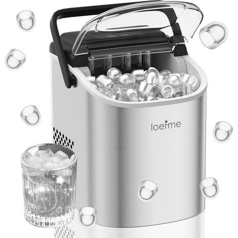 LOEFME Mini machine à glaçons portable – 12 kg/24 h, 9 glaçons en 6 min, machine à glace automatique avec cuillère