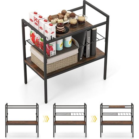 Konsolentisch mit ablageflachen schmaler konsole beistelltisch 60 x 335 x 61 cm rustikales braun
