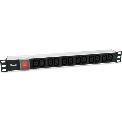 Equip regleta de 19" (1U) de 12 vías con tomas Schuko y un interruptor A (1/4)