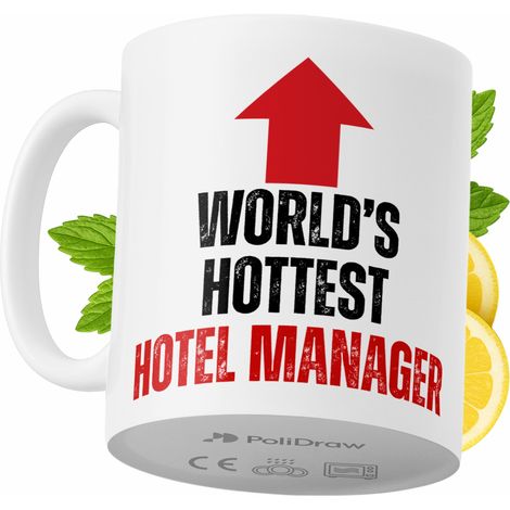 Taza de café/té divertida y humorística para gerente de hotel con diseño gráfico de texto gracioso. Taza para cumpleaños, santos, días festivos. Taza premium para ocasiones especiales en casa, oficina (1/5)