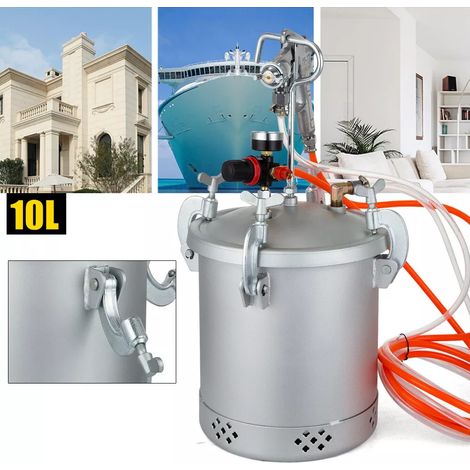 10L 2 Gallon Pressure Tank Pot Air Paint Spray Gun Painter, Professional paint gun & 3mm Nozzle 2 Hoses (1/5)