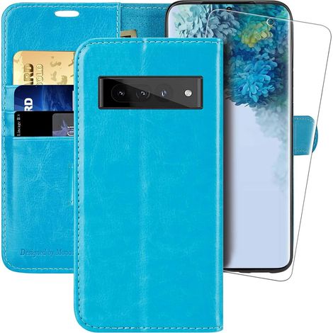 GOOGLE PIXEL 7 PRO BLAUES HÜLLENSET MIT KLAPPE + GE2AE SCHUTZFOLIE (1/5)