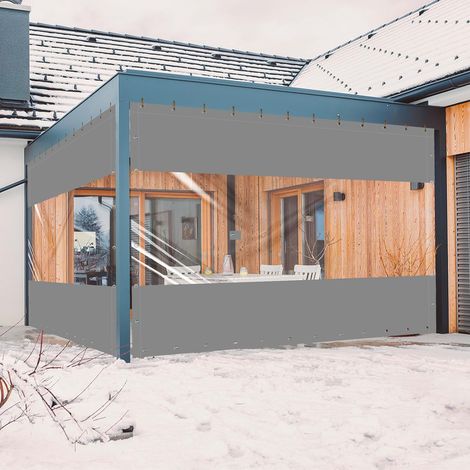 2x2.5m Bâche Transparente Imperméable avec Œillets, 0.45mm Bache de Protection Exterieur, 450g/m² Bache Etanche au Vent Pluie pour Pergola, Terrasse (Hauteur x Largeur, Gris) (1/5)