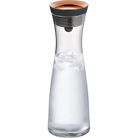 WMF 617706600 Caraffa d'acqua di base, 1.0 l, Altezza 29 cm, Decanter in vetro, Coperchio in silicone, Chiusura CloseUp, Rame (1/4)