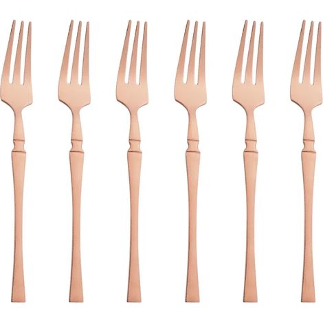 (Rose, lot de 6) Petites fourchettes à fruits en acier inoxydable, vaisselle de cuisine