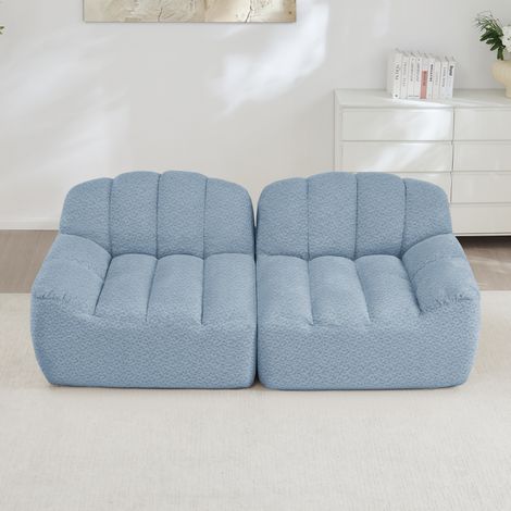 Modulares 2-Sitzer-Sofa 210x104x79 cm Blau Granulierter Fleece ohne Montage (1/5)