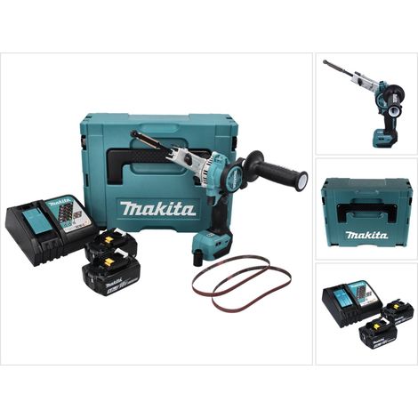 Makita – Ponceuse à bande 18V BL LXT avec 2 batteries 5,0 Ah – Moteur Brushless pour bois et métal – DBS180RTJ (1/5)