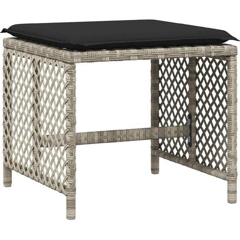 Garden Stools with Cushions 4 pcs Light Grey 41x41x36 cm Poly Rattan vidaXL (1/5)