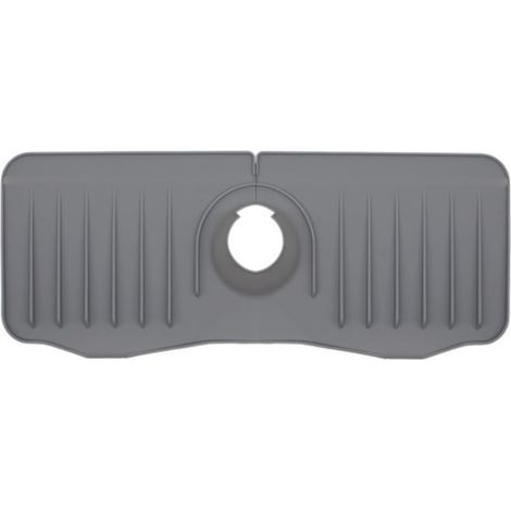 Bac d'évier de cuisine, évacuation automatique, porte-savon, porte-éponge en silicone, tampon de robinet en silicone (gris) (1/5)