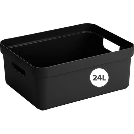 Boite de Rangement 24L - 44,5x34,5x18,3cm - Plastique - Panier rangement noir (1/5)