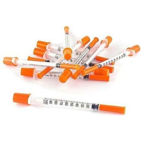 Seringue 1 Ml/Cc avec Aiguille 30G 0,5 Pouce - Orange (30G-13 Mm-100Pack)